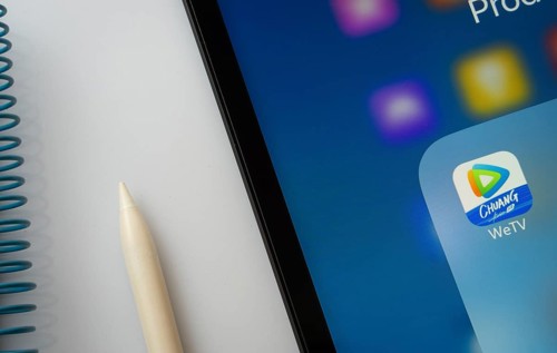 Dhaka, Bangladesh- 28 July 2025: A close up of an iPad screen displaying the WeTV app