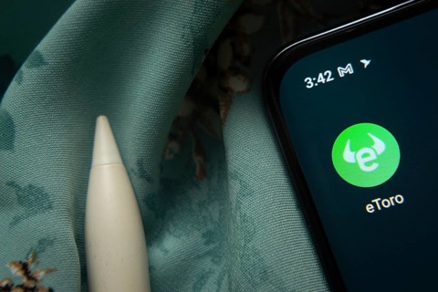 Dhaka, Bangladesh- 07 May 2025: eToro app icon is seen on smartphone