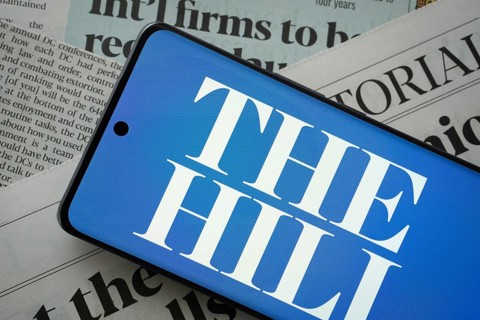 Dhaka, Bangladesh - 18 March 2025: The logo of The Hill is displayed on a smartphone screen