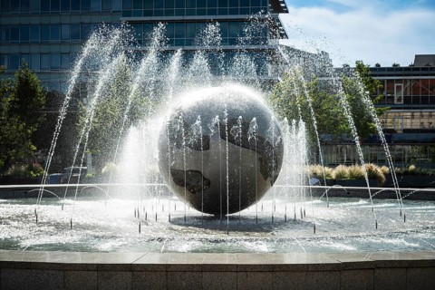 Peace fountain on Hodža Square at Grassalkovich Palace, Presidential Palace, seat of the President