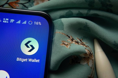Dhaka, Bangladesh- 07 May 2025: Bitget wallet app icon is seen on smartphone