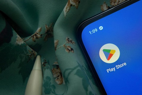 Dhaka, Bangladesh- 07 May 2025: Google Play Store app icon is seen on smartphone
