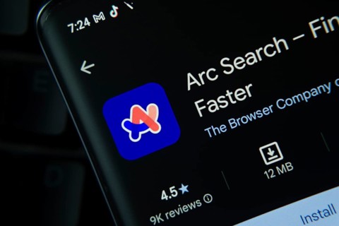 Dhaka, Bangladesh- 27 July 2025: Arc Search app from Google Playstore is displayed on a smartphone