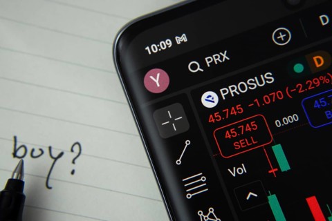 Dhaka, Bangladesh- 20 June 2025: Prosus stock trading details displayed on smartphone with