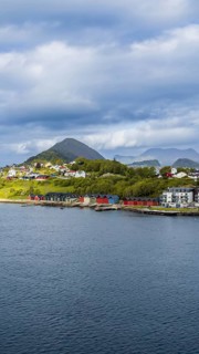Alesund, port town in Norway famous for Art Nouveau architecture, fjords and scenic landscapes