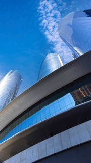 UAE, United Arab Emirates, Abu Dhabi downtown panorama and financial center skyline