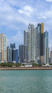 Panoramic view of skyline of Panama City downtown and financial center