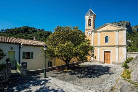 Picturesque medieval mountain village, Peillon, near Monaco, Cote d'Azur, Alpes-Maritimes,