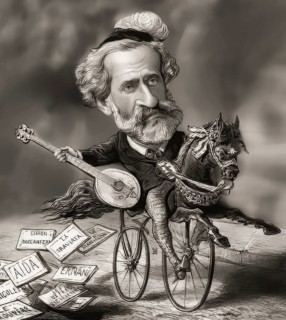 Caricature of Giuseppe Verdi, 1813 – 1901, Italian opera composer, digitally edited