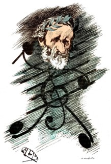 Caricature of Giuseppe Verdi, 1813 – 1901, Italian opera composer, digitally edited after Manuel
