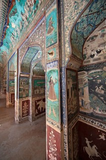 Wall paintings in the Garh Palace or Rajput Palace, Bundi, Rajasthan, India