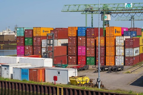 Container Terminal, CTD, canal, harbour, Dortmund, Ruhr area, North Rhine-Westphalia, Germany