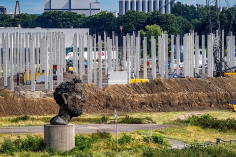 Construction of a new logistics hall on the Mercatroinsel, Hall 2, next to an existing hall, approx