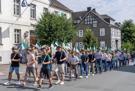 Rifle festival in Bad Fredeburg, in the Sauerland region, marching of the rifle companies in the