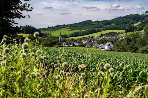 Landscape along the Sauerlandring cycle path, an 84 km long circular cycle path between the towns