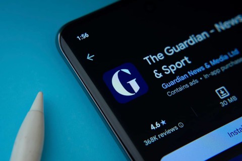 Dhaka, Bangladesh- 18 March 2025: The Guardian News app from Google Playstore is displayed on a