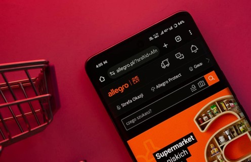 Dhaka, Bangladesh- 23 June 2025: A smartphone displaying the Allegro website with a shopping cart
