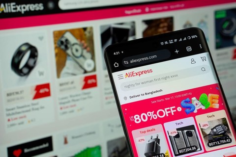 Dhaka, Bangladesh- 05 March 2025: AliExpress logo is displayed on a smartphone screen, with the