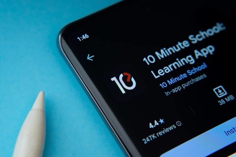 Dhaka, Bangladesh- 16 July 2025: 10 Minute School app from Google Playstore is displayed on a