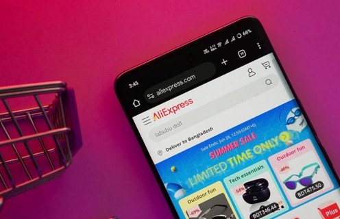 Dhaka, Bangladesh- 23 June 2025: A smartphone displaying the AliExpress website with a shopping