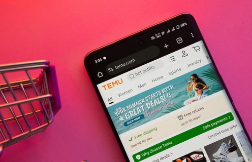 Dhaka, Bangladesh- 23 June 2025: A smartphone displaying the Temu website with a shopping cart is
