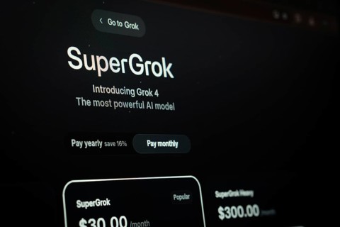 SuperGrok advertisement for Grok 4 with payment options emphasized