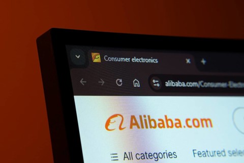Dhaka, Bangladesh- 02 June 2025: Close-up of a computer screen displaying the Alibaba web interface