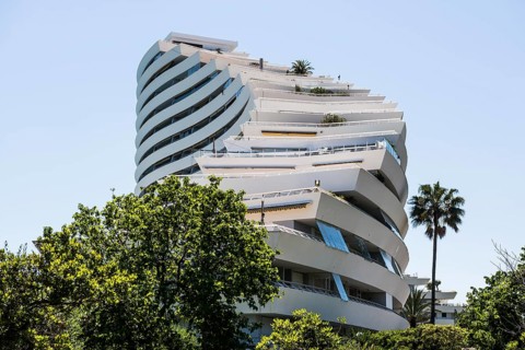 High-rise flat blocks by the sea, Marina Baie des Anges, Villeneuve-Loubet, Provence Alpes Côte