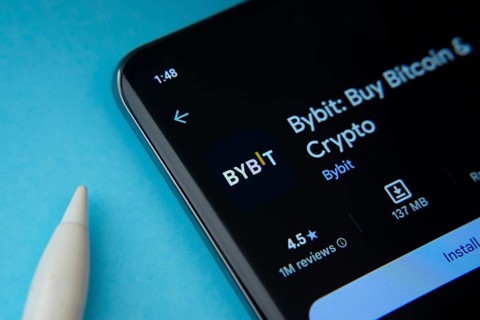 Dhaka, Bangladesh- 15 July 2025: Bybit app from Google Playstore is displayed on a smartphone