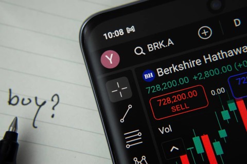 Dhaka, Bangladesh- 20 June 2025: Berkshire hathaway inc stock trading details displayed on