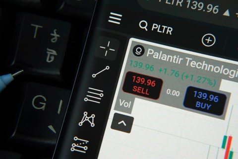 Dhaka, Bangladesh- 20 June 2025: palantir technologies stock trading details on smartphone over a