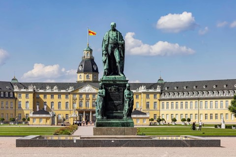 Grand Duke Karl Friedrich Monument. Karlsruhe Palace, former residence of the Margraves and Grand
