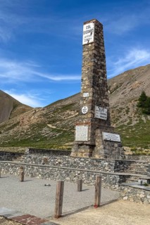 At Alpine pass Col de l'Izoard d'Izoard 2360 metres high road pass at pass summit of mountain road