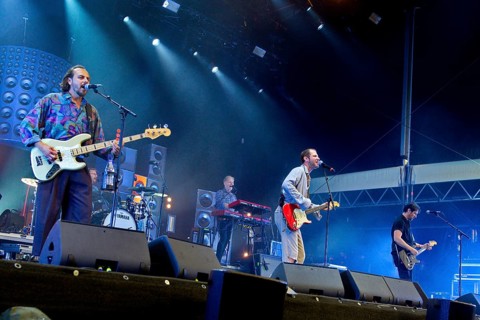 Marco Michael Wanda, singer, Manuel Christoph Poppe, guitarist, Reinhold Weber, bassist, from WANDA