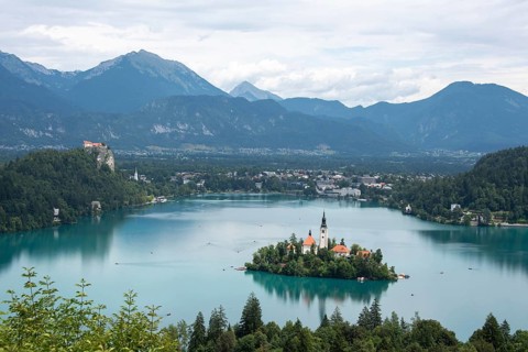 Lake Bled in north-west Slovenia with the famous island church of the Assumption of the Virgin