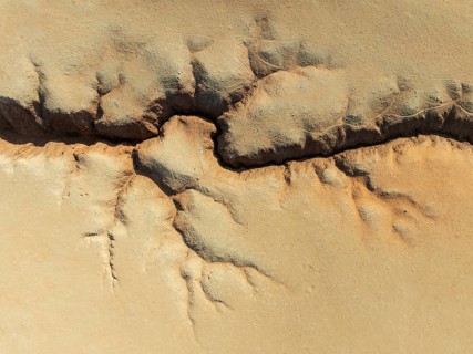Canyon in the Tsondab Valley in the Namib Desert. Aerial view. Drone shot. Namibia