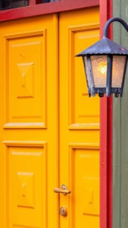 Norway, scenic Trondheim town. Bakklandet, a famous tourist travel destination with colorful houses