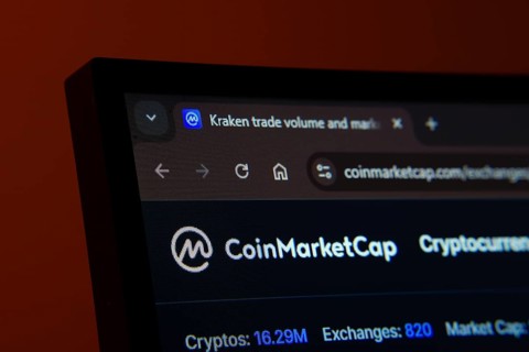 Dhaka, Bangladesh- 02 June 2025: Close-up of a computer screen displaying the Coinmarketcap web