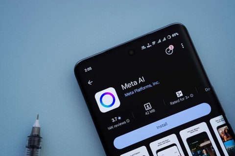 Dhaka, Bangladesh- 29 May 2025: On a blue surface, a smartphone displays the Meta AI app within the
