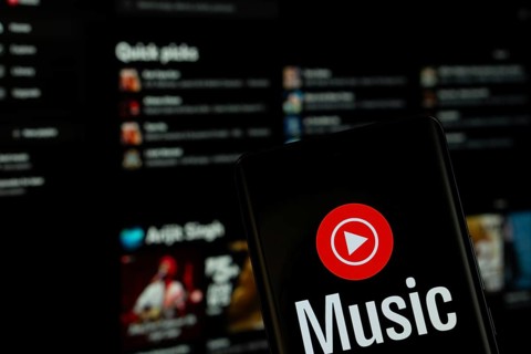 Dhaka, Bangladesh- 04 July 2025: Youtube Music logo is displayed on a smartphone screen, with the