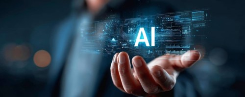 Concept of human and AI Artificial intelligence cooperation and coexisting while increasing