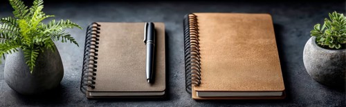Minimalistic flat lay of office workflow productivity tools that improve efficiency and saving time