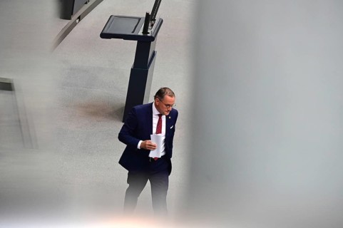 Tino Chrupalla (AfD) after his speech in the Bundestag in response to the government statement by