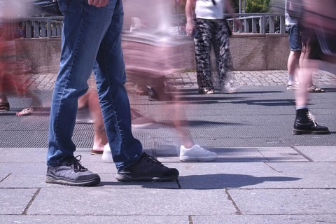 Passers-by in a summer city, shopping, Germany