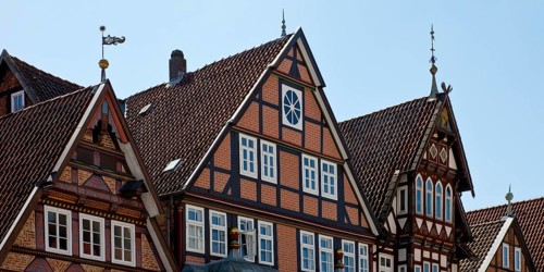 Half-timbered houses in the old town centre, Celle, Lower Saxony, Germany