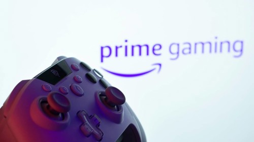 Dhaka, Bangladesh- 22 June 2025: A close-up of a white gamepad with the Prime Gaming seen on screen