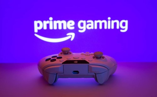 Dhaka, Bangladesh- 22 June 2025: A close-up of a white gamepad with the Prime gaming seen on screen
