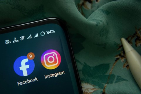 Dhaka, Bangladesh- 07 May 2025: Facebook and Instagram app icon is seen on smartphone