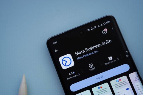 Dhaka, Bangladesh- 29 May 2025: On a blue surface, a smartphone displays the Meta Business Suite