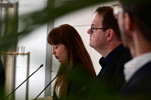 Heide Reichinnek and Sören Pellmann, leaders of the Left Party parliamentary group in the German